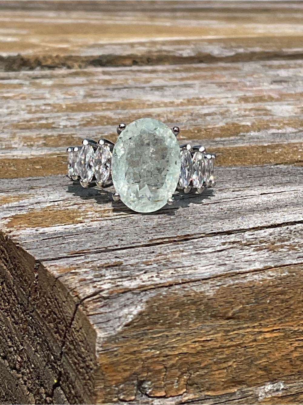 Aquamarine .925 Silver Ring 7